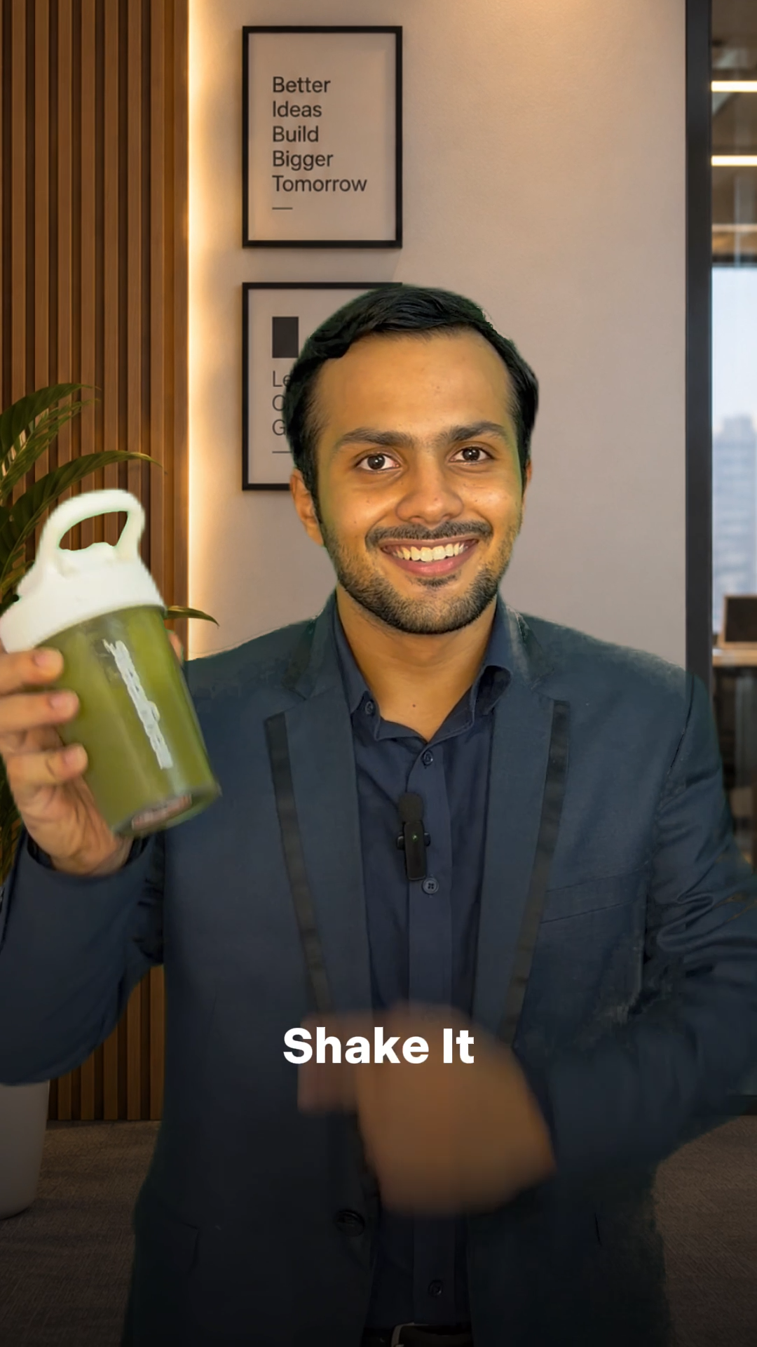 Fresh green smoothie ready to drink